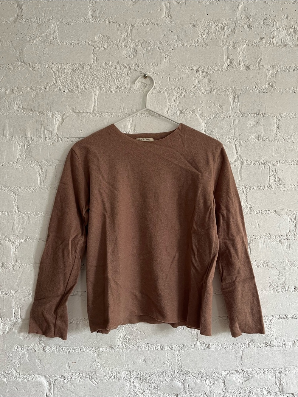 Wool Long Sleeve Tee in mocha brown